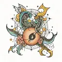 cancer pisces libra with constellation intertwined tattoo design idea