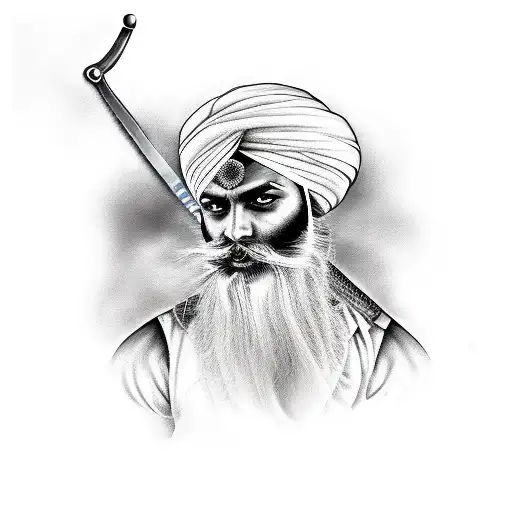 sikh with sword tattoo design idea
