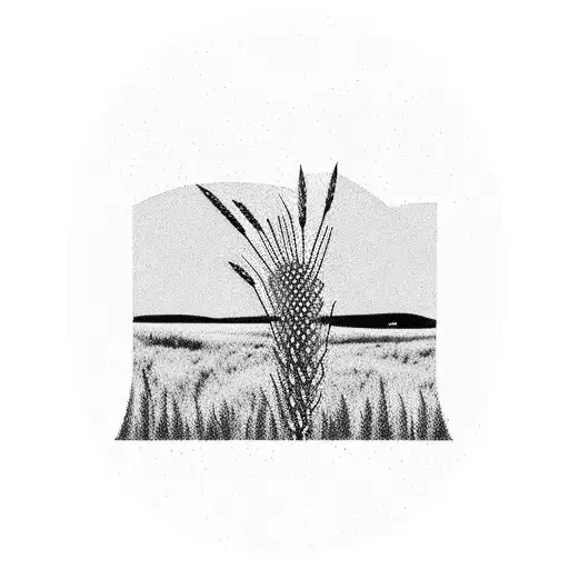 Combine the Saskatchewan landscape with foxtail barley in a minimalist style tattoo design idea