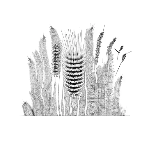 Combine the Saskatchewan landscape with foxtail barley in a minimalist style tattoo design idea