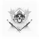 death in square frame tattoo design idea