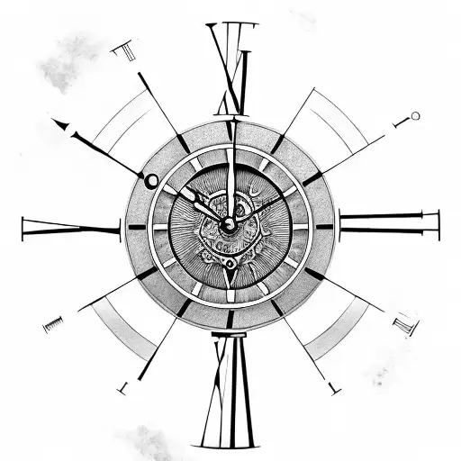 wood grandfather clock with hourglass in the middle tattoo design idea