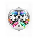 smile now cry later skulls tattoo design idea