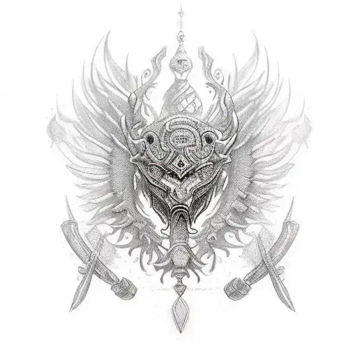ancient Polish sholder armor  tattoo design idea