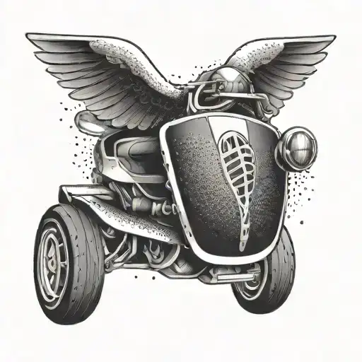A Porsche logo with elements of fitness equipment tattoo design idea