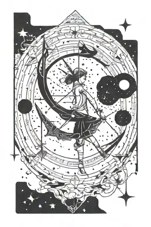 Sagittarius arrow and moon with archer constellation  tattoo design idea