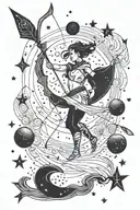 Sagittarius arrow and moon with archer constellation  tattoo design idea