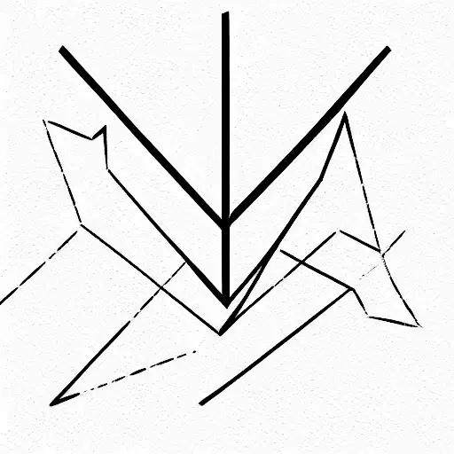 fine line triangles upside down with birds tattoo design idea
