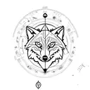 wolf with compass tattoo design idea