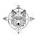 wolf with compass tattoo design idea