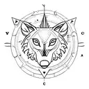 wolf with compass tattoo design idea