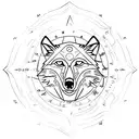 wolf with compass tattoo design idea