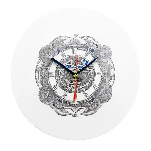 Samurai guitar clock tattoo design idea