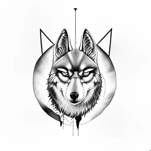 anubis with a wolf like her pet tattoo design idea