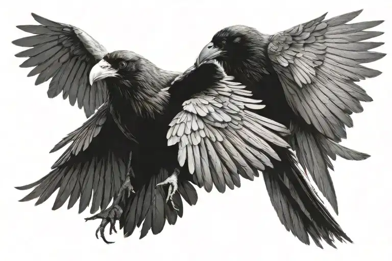 Raven with wings spread  tattoo design idea
