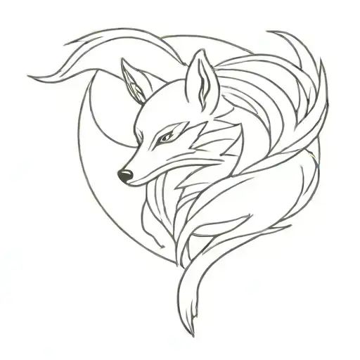 nine tailed fox surrounded tattoo design idea