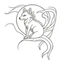 nine tailed fox surrounded tattoo design idea