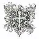 lung and cross surrounded tattoo design idea