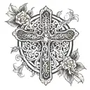 lung and cross surrounded tattoo design idea