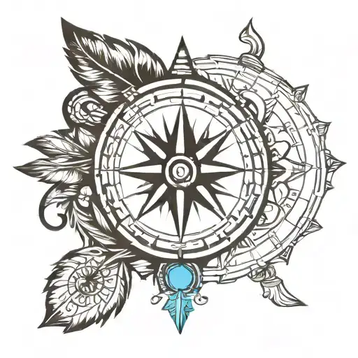 Native American compass with carpe diem written inside with an Indian atmosphere tattoo design idea