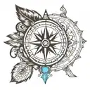 Native American compass with carpe diem written inside with an Indian atmosphere tattoo design idea