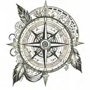 Native American compass with carpe diem written inside with an Indian atmosphere tattoo design idea