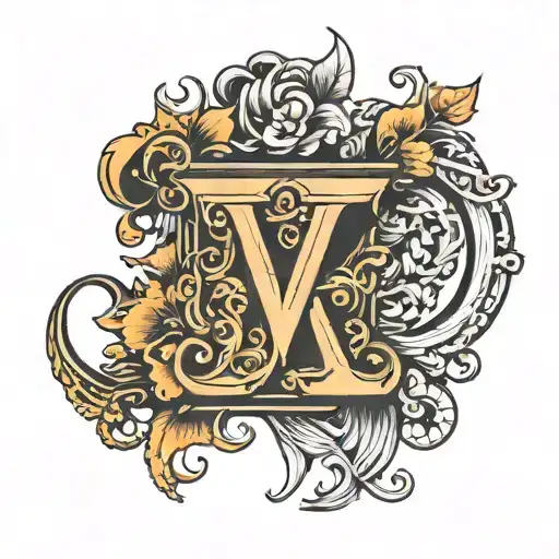 letter v, j, h, g tattoo design idea