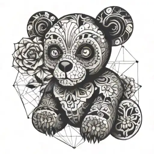 sugar skull teddy bear tattoo design idea