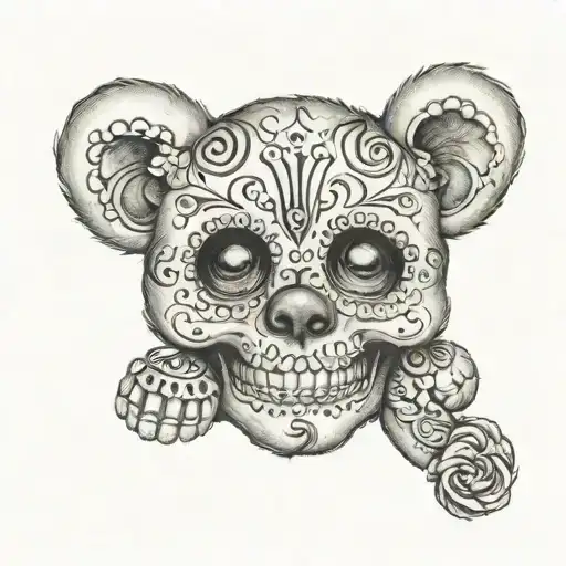 sugar skull teddy bear tattoo design idea