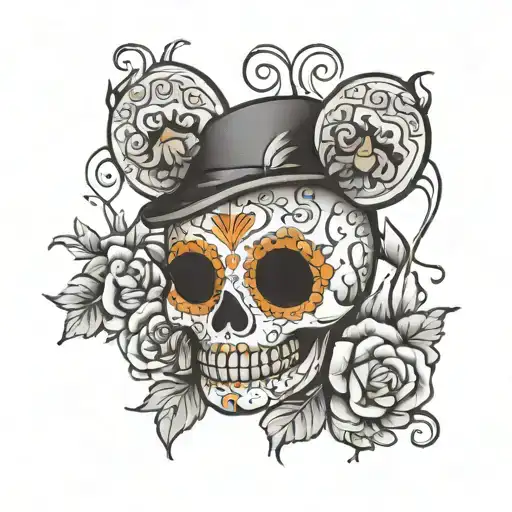 sugar skull teddy bear tattoo design idea