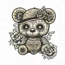 sugar skull teddy bear tattoo design idea
