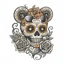 sugar skull teddy bear tattoo design idea