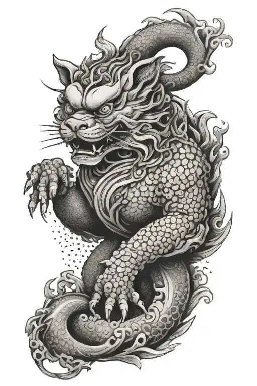 japan fu dog tattoo design idea