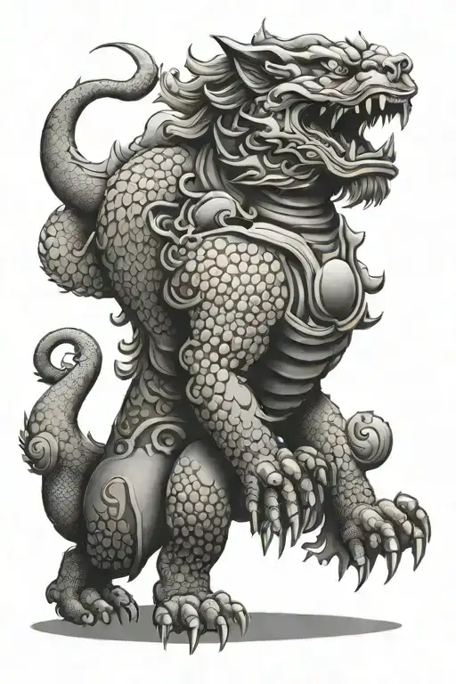 japan style fu dog tattoo design idea