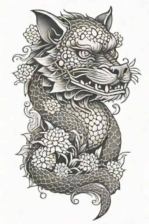 japan fu dog sleeve tattoo design idea
