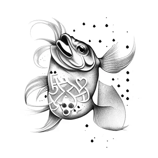 avicii symbol with goldfish tattoo design idea