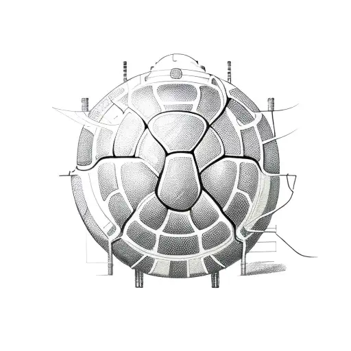 A sketch-style illustration of a volleyball integrated with car engine parts tattoo design idea