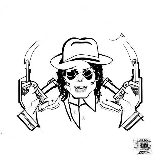 Michael Jackson's iconic pose with guns tattoo design idea