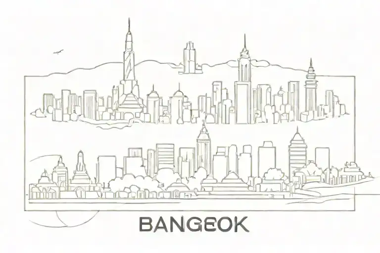 skyline of bangkok tattoo design idea