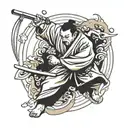 Incorporate aikido movements into a new-school design featuring various martial arts weapons tattoo design idea