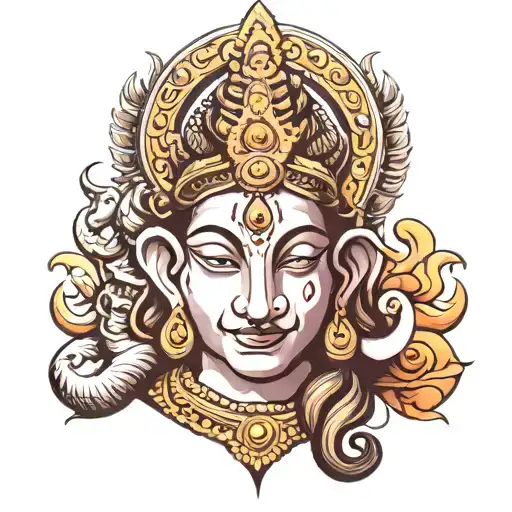 Shiva Ganesh Maa Paa Krishna Face Inside tattoo design idea