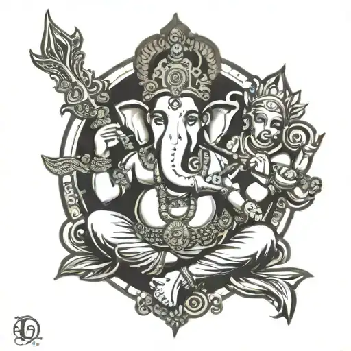 Ganesh Shiva Maa Paa Krishna Flute tattoo design idea