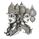 Ganesh Shiva Maa Paa Krishna Face Inside tattoo design idea
