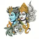 Ganesh Shiva Maa Paa Krishna Face Inside tattoo design idea