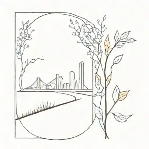 tunnel and music and city and plants tattoo design idea