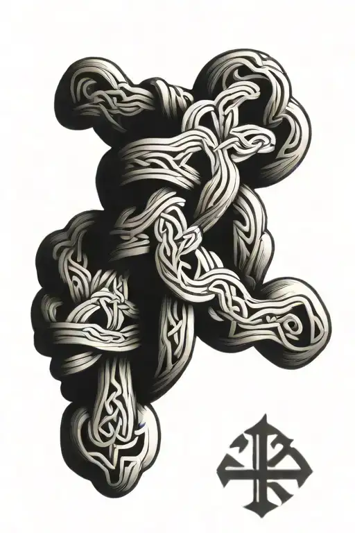 cross croatian knot called pleter tattoo design idea