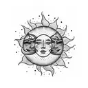 Sun and Moon with plants  tattoo design idea