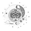 Sun and Moon with plants  tattoo design idea