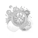 Sun and Moon with plants  tattoo design idea