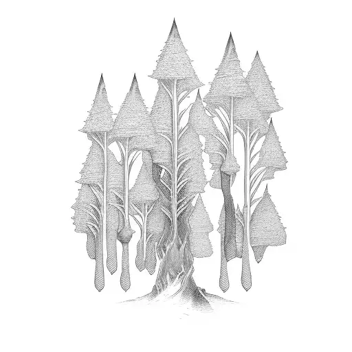 willow tree three mountains  tattoo design idea